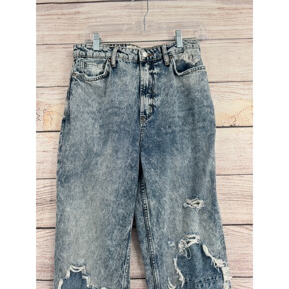 We the Free People Distressed Mineral Washed Straight Leg Jeans Womens 29 Blue - Picture 4 of 12